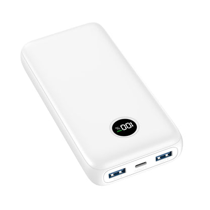 Tranmix Fast Charge 27000mAh Power Bank - USB C 22.5W & PD QC4.0, LED Display - Pure White