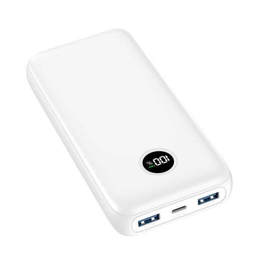Tranmix Fast Charge 27000mAh Power Bank - USB C 22.5W & PD QC4.0, LED Display - Pure White